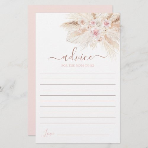  Blush pink Tropical Advice for the Mom To Be card