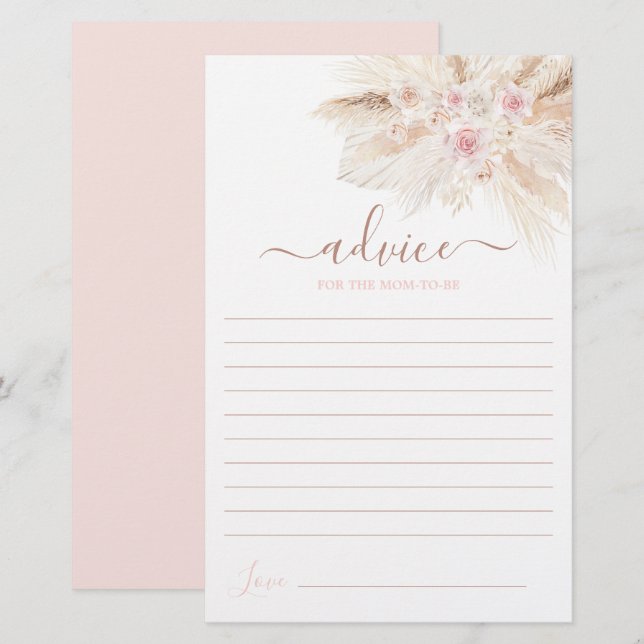  Blush pink Tropical Advice for the Mom To Be card (Front/Back)