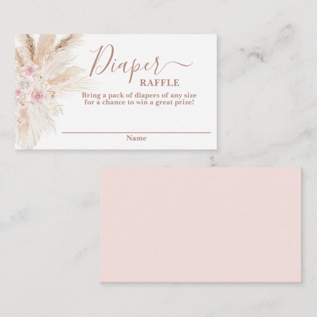 Blush Pink Tropical baby shower Diaper Raffle Card (Front/Back)