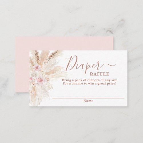 Blush Pink Tropical baby shower Diaper Raffle Card