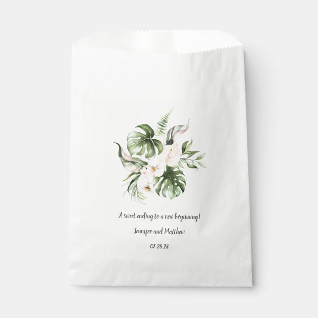 Blush Pink Tropical Floral Wedding Favor Bag (Front)