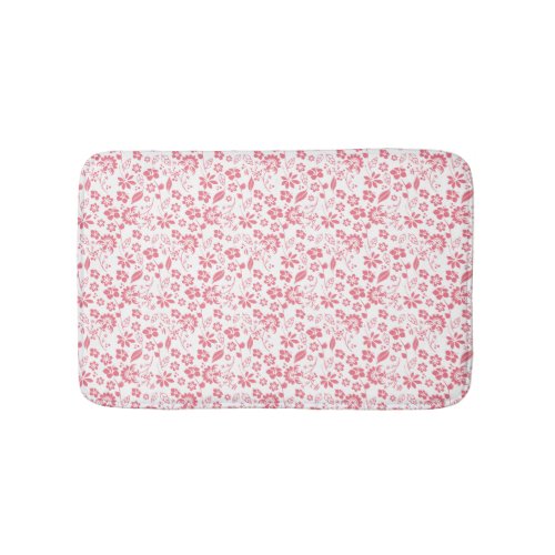 Blush Pink Tropical Flowers Spring Garden Bath Mat