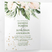 Blush Pink Tropical Greenery Photo Wedding  Tri-Fold Invitation (Inside First)