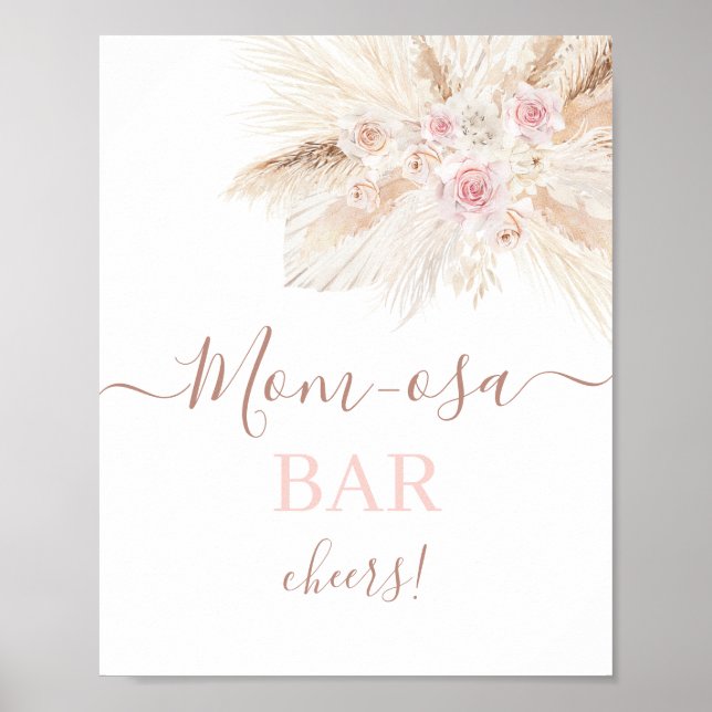  Blush pink Tropical Mimosa Bar sign (Front)