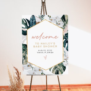 Blush Pink Tropical Palm Pampas Baby Shower Foam Board