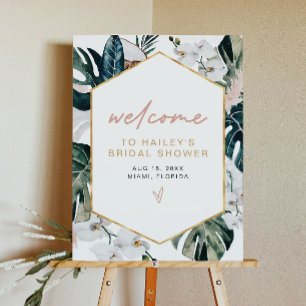 Blush Pink Tropical Palm Pampas Bridal Shower Foam Board