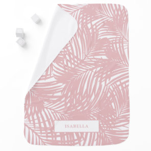 Blush Pink Tropical Palm Tree Leaf Personalized Baby Blanket