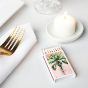 Blush Pink Tropical Palm Tree Matchboxes