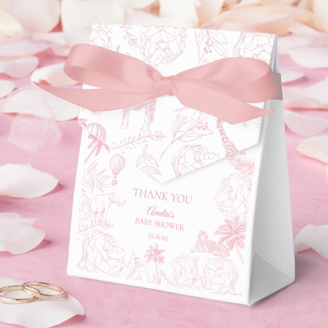 Blush Pink Tropical Safari Animals Baby Shower Favor Boxes (Wedding)