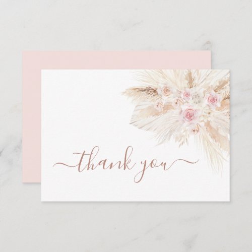  Blush pink Tropical thank you card