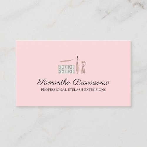 Blush Pink Tweezer Curler Extensions Eyelash Business Card