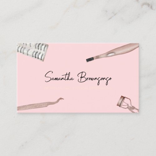 Blush Pink Tweezer Curler Extensions Eyelash Business Card