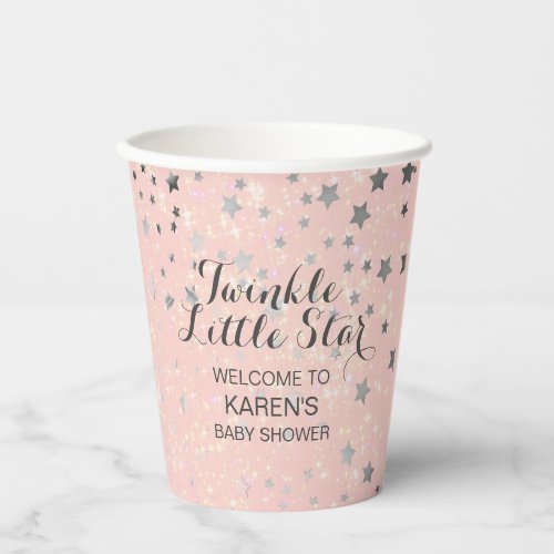 Blush Pink Twinkle Little Star Baby Shower Paper Cups