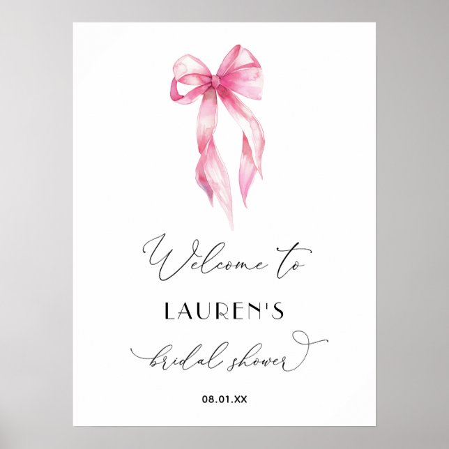 Blush Pink Tying The Knot Bridal Shower Welcome Poster (Front)