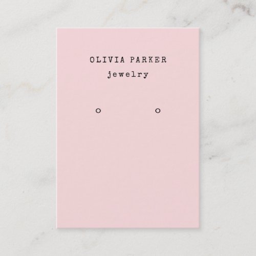 Blush Pink Typewriter Text  Earring Display Card