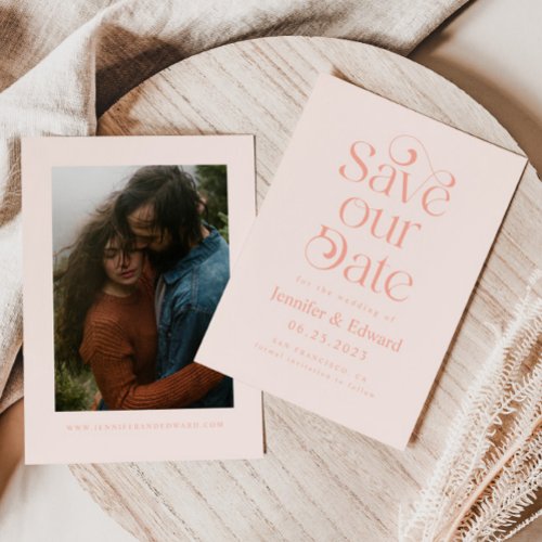 Blush Pink Typography Wedding  Save The Date