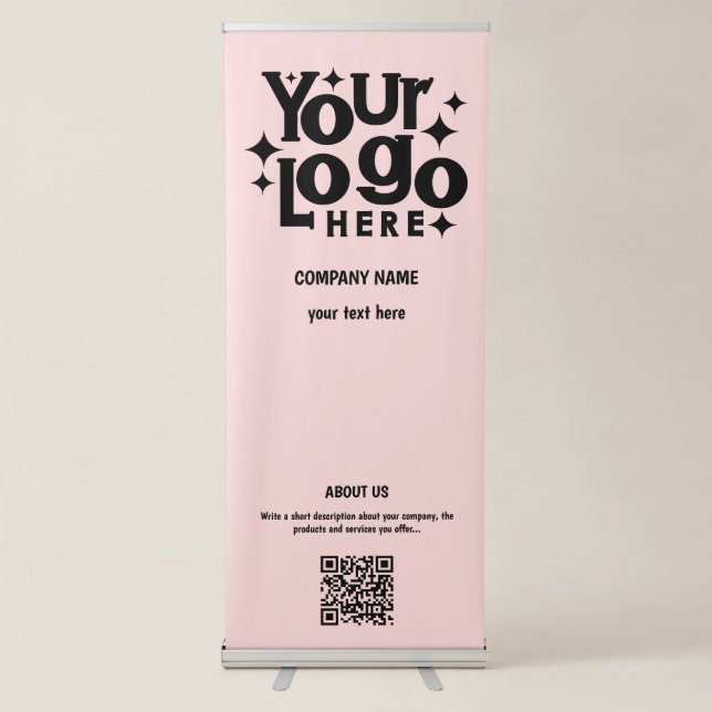 Blush Pink Unique Promotional Business Logo Retractable Banner (Front)