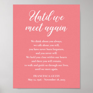 Blush Pink Until We Meet Again Memorial Poem Name Poster