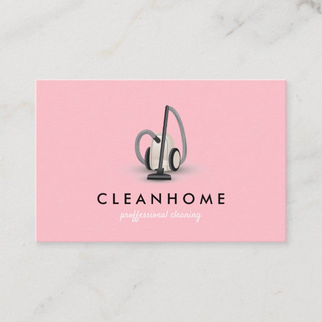 Blush Pink Vacuum Cleaner Cleaning House Keeping Business Card (Front)