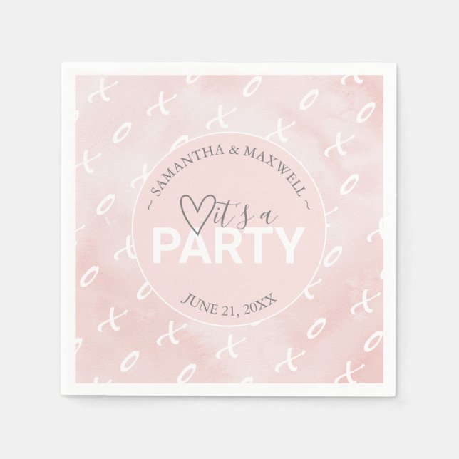 Blush Pink Valentine's X's and O's Themed Napkins (Front)
