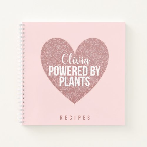 Blush pink vegan recipes name notebook