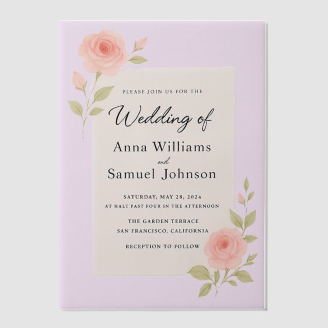 Blush pink vellum invitation (Front)