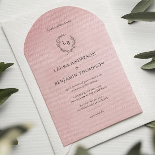 Blush Pink Velvet Elegant Arch Style Wedding Invitation