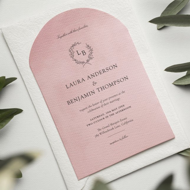 Blush Pink Velvet Elegant Arch Style Wedding Invitation (Creator Uploaded)