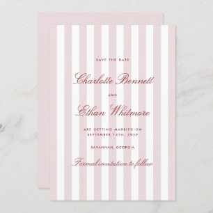 Blush Pink Vertical Stripes Modern Save the Date  Invitation