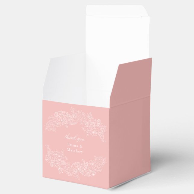 Blush Pink Victorian Monogram Crest Wedding Favor Boxes (Opened)