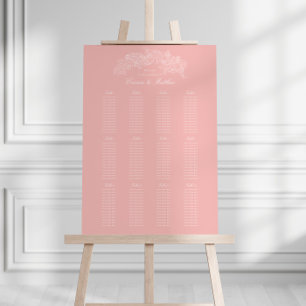 Blush Pink Victorian Wedding Seating Chart Foam Board