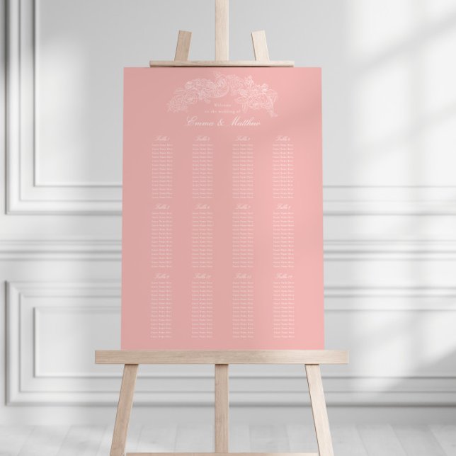 Blush Pink Victorian Wedding Seating Chart Foam Board (Creator Uploaded)