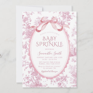 Blush Pink Vintage Chinoiserie Girl Baby Sprinkle Invitation