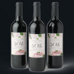 Blush Pink Vintage Floral 50th Birthday  Wine Label<br><div class="desc">Celebrate a milestone in style with this personalized floral wine bottle label designed for a 50th birthday. Featuring blush and ivory watercolor roses on a soft pink background, this label reads "Celebrating Michelle's 50th – Good Friends, Fine Wine, Beautiful Memories." Elegant serif and script fonts create a timeless look, perfect...</div>