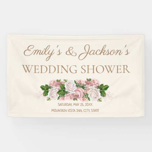 Blush Pink Vintage Floral Couples Wedding Shower Banner