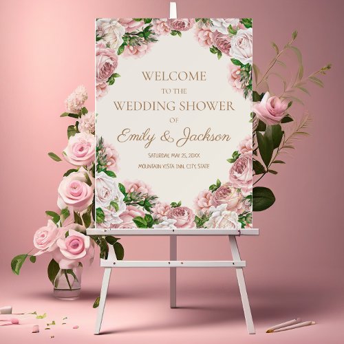 Blush Pink Vintage Floral Couples Wedding Shower Foam Board