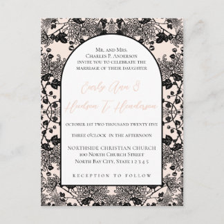 Blush Pink Vintage Floral Wedding Invitation Postcard