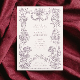 Blush Pink Vintage Frame Floral Bridal Shower Invitation