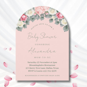 Blush Pink Vintage Garden Roses Baby Shower Invitation