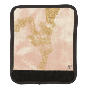 *~* Blush Pink Vintage Gold Glitter Grunge Golden Luggage Handle Wrap