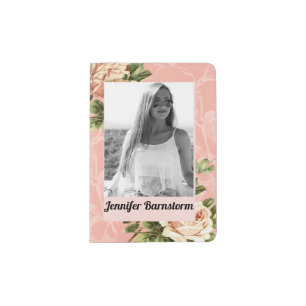 Blush Pink Vintage Rose Femininity Passport Holder