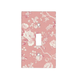 Blush Pink Vintage Rose Toile Floral Pattern Light Switch Cover