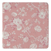 Blush Pink Vintage Rose Toile Floral Pattern