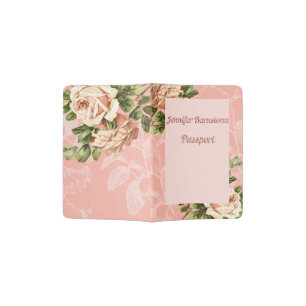 Blush Pink Vintage Rose Traveler Passport Holder