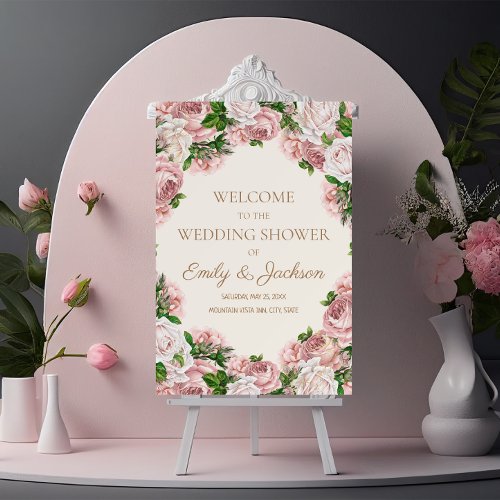 Blush Pink Vintage Roses Couples Wedding Shower Foam Board