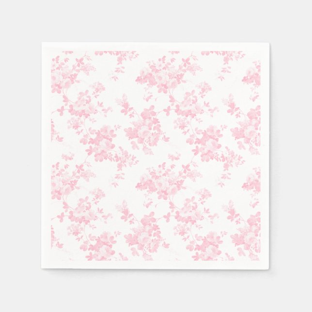 Blush pink vintage roses elegant floral paper napkins (Front)