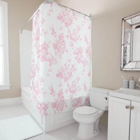 Blush Pink Vintage Roses Elegant Floral Shower Curtain