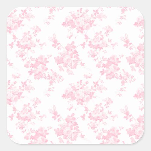 Blush pink vintage roses elegant floral square sticker