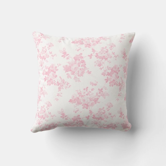 Blush pink vintage roses elegant floral throw pillow
