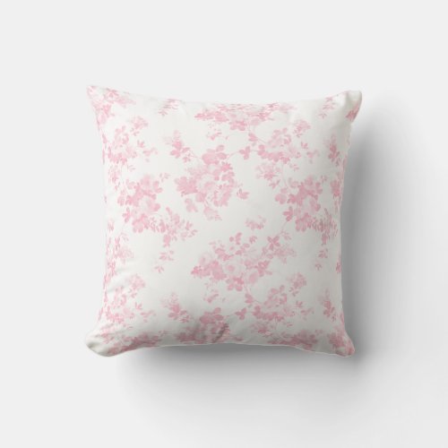 Blush pink vintage roses elegant floral throw pillow